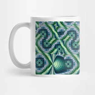 green and blue geometric abstract fractal pattern Mug